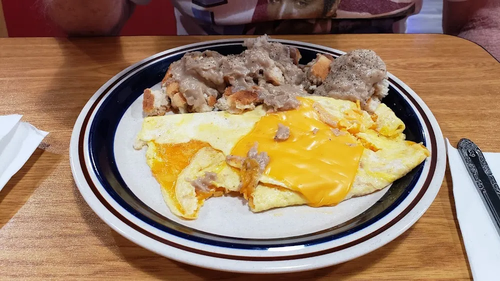 Cheese Omelet and Biscuits and Gravy